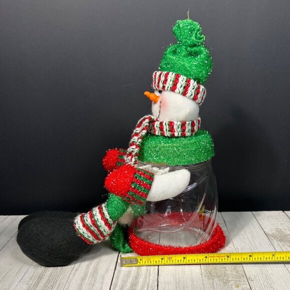 Christmas Snowman Dangly Legs Plastic Candy Jar Holiday Winter Decor Gift - Picture 4 of 4